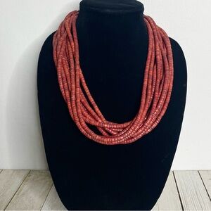 Monies Gerda Lynggaard Style Unsigned Vintage Horn Hook Coconut Bead Necklace